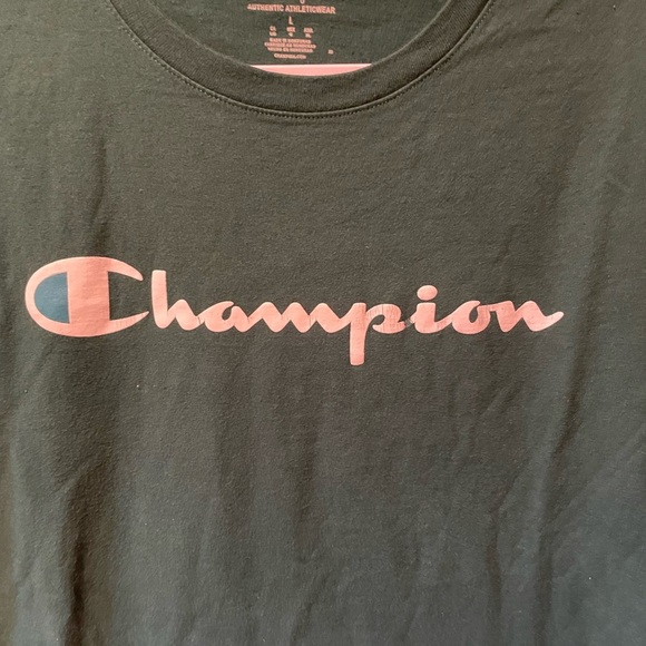 Champions men’s T shirt Green with logo wore one time can be unisex size L - Picture 3 of 4